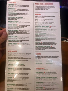 Puckers menu