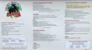Smoky Mountain Brewery Menu